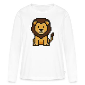 Lion Pixel - T-shirt manches longues Premium bio Femme - blanc - Devant - Julia (174cm)