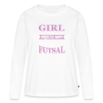 Le futsal me rend heureuse, une joueuse confiante - T-shirt manches longues Premium bio Femme - blanc - Devant - Julia (174cm)