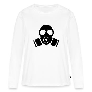 Symbole du masque à gaz - T-shirt manches longues Premium bio Femme - blanc - Devant - Julia (174cm)