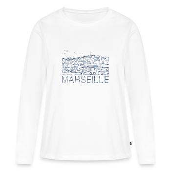 Stiftzeichnung Marseille - Frauen Premium Bio Langarmshirt - Weiß - Vorne - Julia (174cm)