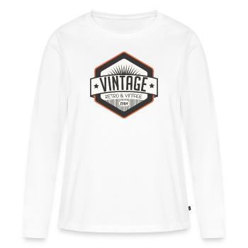 Insigne Vintage 1984 Rétro - T-shirt manches longues Premium bio Femme - blanc - Devant - Julia (174cm)
