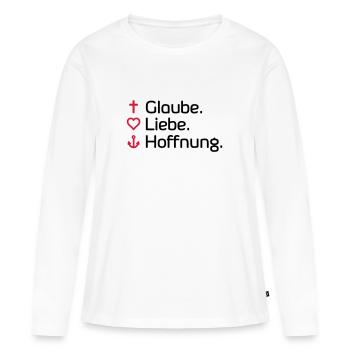 Glaube Liebe Hoffnung - Frauen Premium Bio Langarmshirt - Weiß - Vorne - Julia (174cm)