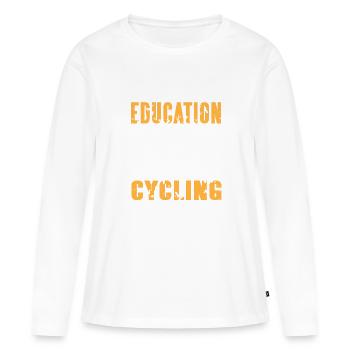 L’éducation compte, mais le cyclisme compte encore plus - T-shirt manches longues Premium bio Femme - blanc - Devant - Julia (174cm)