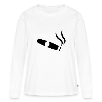 Symbole du cigare - T-shirt manches longues Premium bio Femme - blanc - Devant - Julia (174cm)