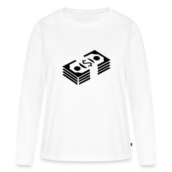 Monnaie Monnaie Silhouette - T-shirt manches longues Premium bio Femme - blanc - Devant - Julia (174cm)