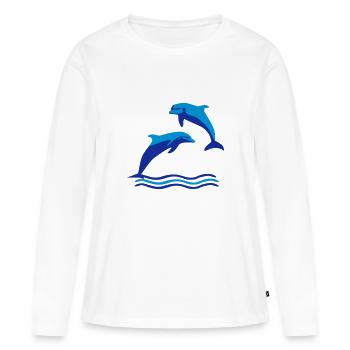 Dolphins & Waves, Dolphin - T-shirt manches longues Premium bio Femme - blanc - Devant - Julia (174cm)