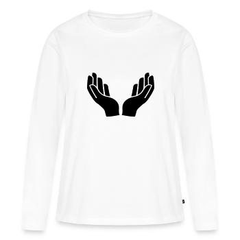 Icône d’icône de mains - T-shirt manches longues Premium bio Femme - blanc - Devant - Julia (174cm)
