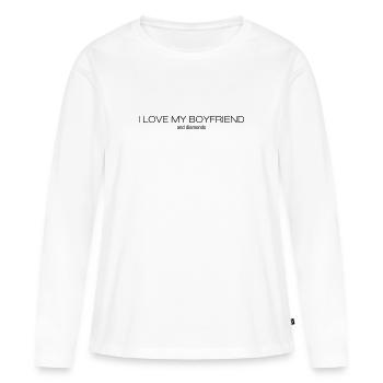 J’AIME MON COPAIN et les diamants - T-shirt manches longues Premium bio Femme - blanc - Devant - Julia (174cm)