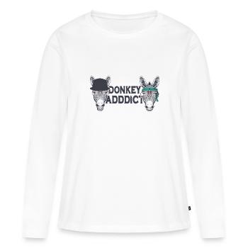 Maman âne - T-shirt manches longues Premium bio Femme - blanc - Devant - Julia (174cm)