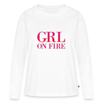 Fille sur le feu - T-shirt manches longues Premium bio Femme - blanc - Devant - Julia (174cm)