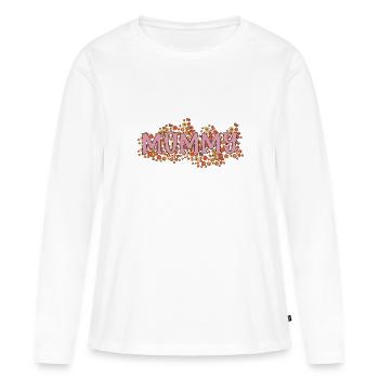 Chemise momie fleurie - Idée cadeau - Cadeau - T-shirt manches longues Premium bio Femme - blanc - Devant - Julia (174cm)