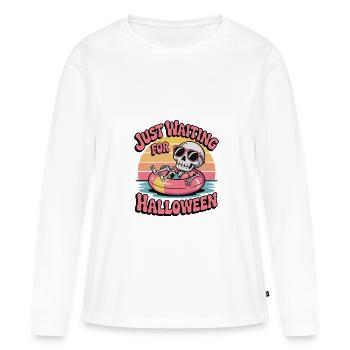 Chill Skeleton Halloween Vibes - Women's Premium Organic Long Sleeve Shirt - white - Front - Julia (174cm)