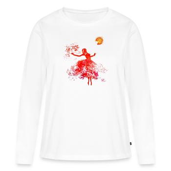 Ballerine à l'aquarelle en rouge - T-shirt manches longues Premium bio Femme - blanc - Devant - Julia (174cm)