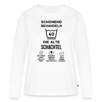 40. GEBURTSTAG SCHONEND BEHANDELN ALTE SCHACHTEL - Frauen Premium Bio Langarmshirt - Weiß - Vorne - Julia (174cm)