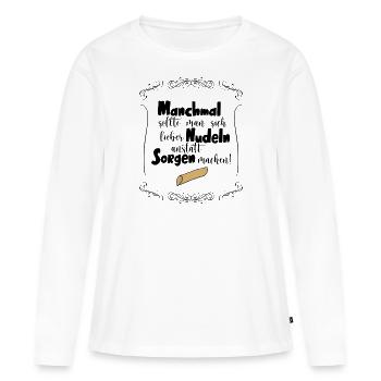 Nudeln - Frauen Premium Bio Langarmshirt - Weiß - Vorne - Julia (174cm)