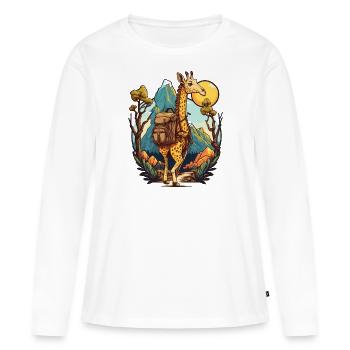 Trekker girafe - T-shirt manches longues Premium bio Femme - blanc - Devant - Julia (174cm)