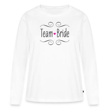 Équipe Mariée Mariée Coeur Rose Mariage Fête De Mariage - T-shirt manches longues Premium bio Femme - blanc - Devant - Julia (174cm)