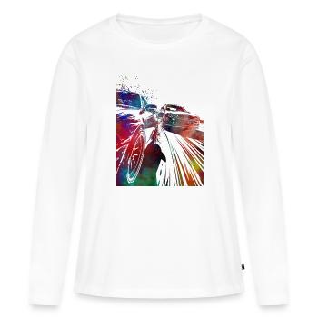 Voitures de course #racing #sport - T-shirt manches longues Premium bio Femme - blanc - Devant - Julia (174cm)