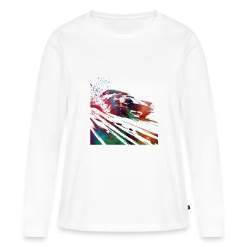 Voitures de course #racing #sport - T-shirt manches longues Premium bio Femme - blanc - Devant - Julia (174cm)