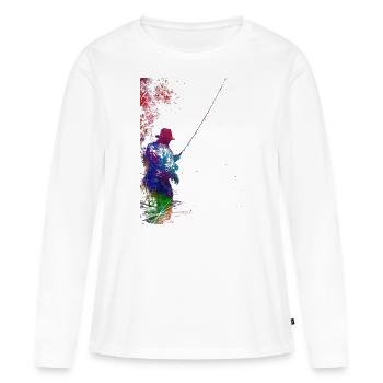 Pêche, sport, art, #fishing - T-shirt manches longues Premium bio Femme - blanc - Devant - Julia (174cm)