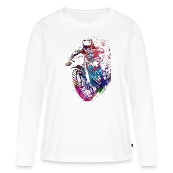 Courses automobiles #motor #sport - T-shirt manches longues Premium bio Femme - blanc - Devant - Julia (174cm)