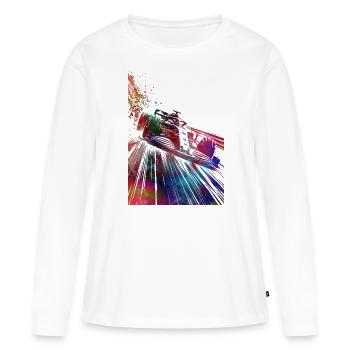 Voiture de course #racing #sport - T-shirt manches longues Premium bio Femme - blanc - Devant - Julia (174cm)