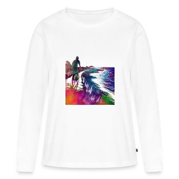 Cyclisme Sport de vélo #cycling #sport #biking - T-shirt manches longues Premium bio Femme - blanc - Devant - Julia (174cm)
