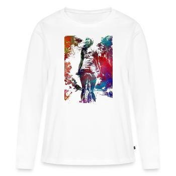 Cyclisme Sport de vélo #cycling #sport #biking - T-shirt manches longues Premium bio Femme - blanc - Devant - Julia (174cm)