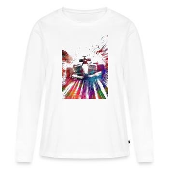Voitures de course #racing #sport - T-shirt manches longues Premium bio Femme - blanc - Devant - Julia (174cm)