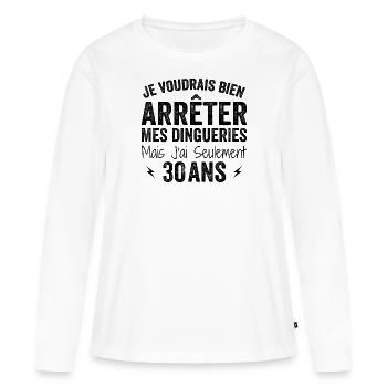 J'ai 30 ans - Anniversaire 30 ans, 30 ans - T-shirt manches longues Premium bio Femme - blanc - Devant - Julia (174cm)