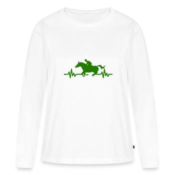 Heartbeat - Étalon Cheval Jument Ross Polo - T-shirt manches longues Premium bio Femme - blanc - Devant - Julia (174cm)