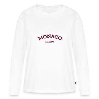 Monaco Crew - Monte Carlo - Mer Méditerranée - T-shirt manches longues Premium bio Femme - blanc - Devant - Julia (174cm)