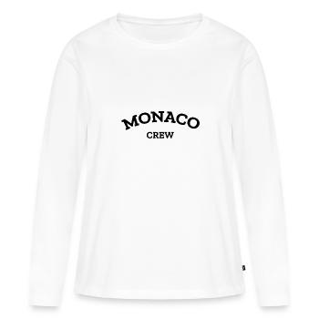 Monaco Crew - Monte Carlo - Mer Méditerranée - T-shirt manches longues Premium bio Femme - blanc - Devant - Julia (174cm)