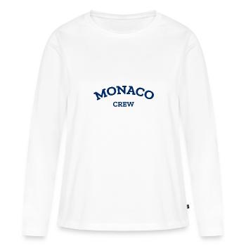 Monaco Crew - Monte Carlo - Mer Méditerranée - T-shirt manches longues Premium bio Femme - blanc - Devant - Julia (174cm)