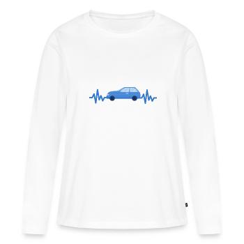 Auto - Wagen - Herzschlag -Automobile - Style - Frauen Premium Bio Langarmshirt - Weiß - Vorne - Julia (174cm)