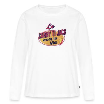 Le Carry Ti Jack C'est la Vie !!!! - T-shirt manches longues Premium bio Femme - blanc - Devant - Julia (174cm)