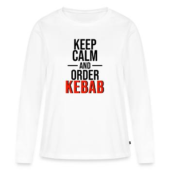Commande kebab - T-shirt manches longues Premium bio Femme - blanc - Devant - Julia (174cm)