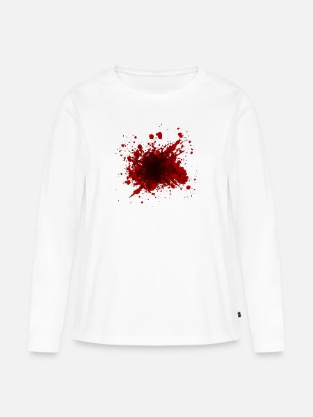 Schusswunde Blutfleck - Frauen Premium Bio Langarmshirt - Weiß