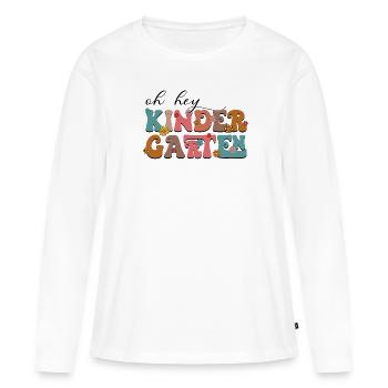 Oh Hey Professeur de maternelle - T-shirt manches longues Premium bio Femme - blanc - Devant - Julia (174cm)