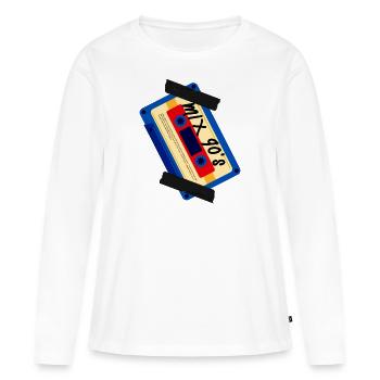 Mix 90's Casette - T-shirt manches longues Premium bio Femme - blanc - Devant - Julia (174cm)