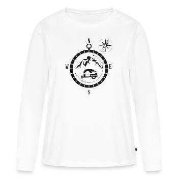Coma Camping Camping Cadeau Voyage Bergen - T-shirt manches longues Premium bio Femme - blanc - Devant - Julia (174cm)