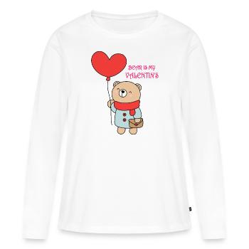 Bear is my valentin's ,valentin's day - T-shirt manches longues Premium bio Femme - blanc - Devant - Julia (174cm)