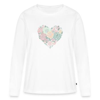 Cœur de fleurs - T-shirt manches longues Premium bio Femme - blanc - Devant - Julia (174cm)