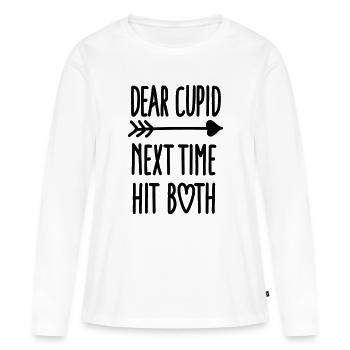 Dear Cupid next time hit both - T-shirt manches longues Premium bio Femme - blanc - Devant - Julia (174cm)