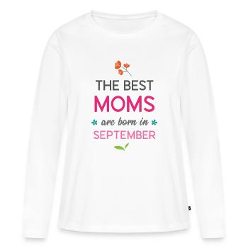 Les meilleures mamans naissent en septembre - T-shirt manches longues Premium bio Femme - blanc - Devant - Julia (174cm)