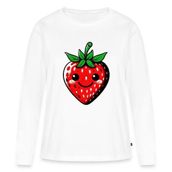 Erdbeeren Erdbeeren - Frauen Premium Bio Langarmshirt - Weiß - Vorne - Julia (174cm)