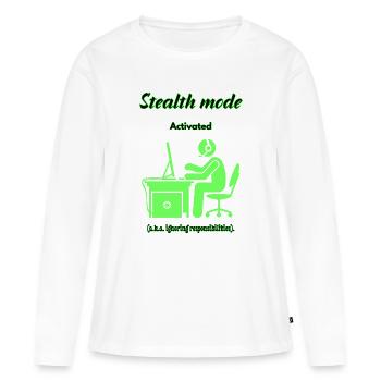 Mode furtif actif - T-shirt manches longues Premium bio Femme - blanc - Devant - Julia (174cm)