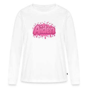Graffiti  aiden Prénom cadeau idéal imprimable sur - T-shirt manches longues Premium bio Femme - blanc - Devant - Julia (174cm)