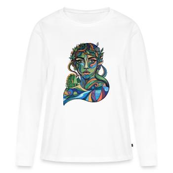 Mère Nature en Mouvement - T-shirt manches longues Premium bio Femme - blanc - Devant - Julia (174cm)