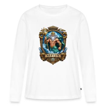 Neptune Roi de la Mer - T-shirt manches longues Premium bio Femme - blanc - Devant - Julia (174cm)